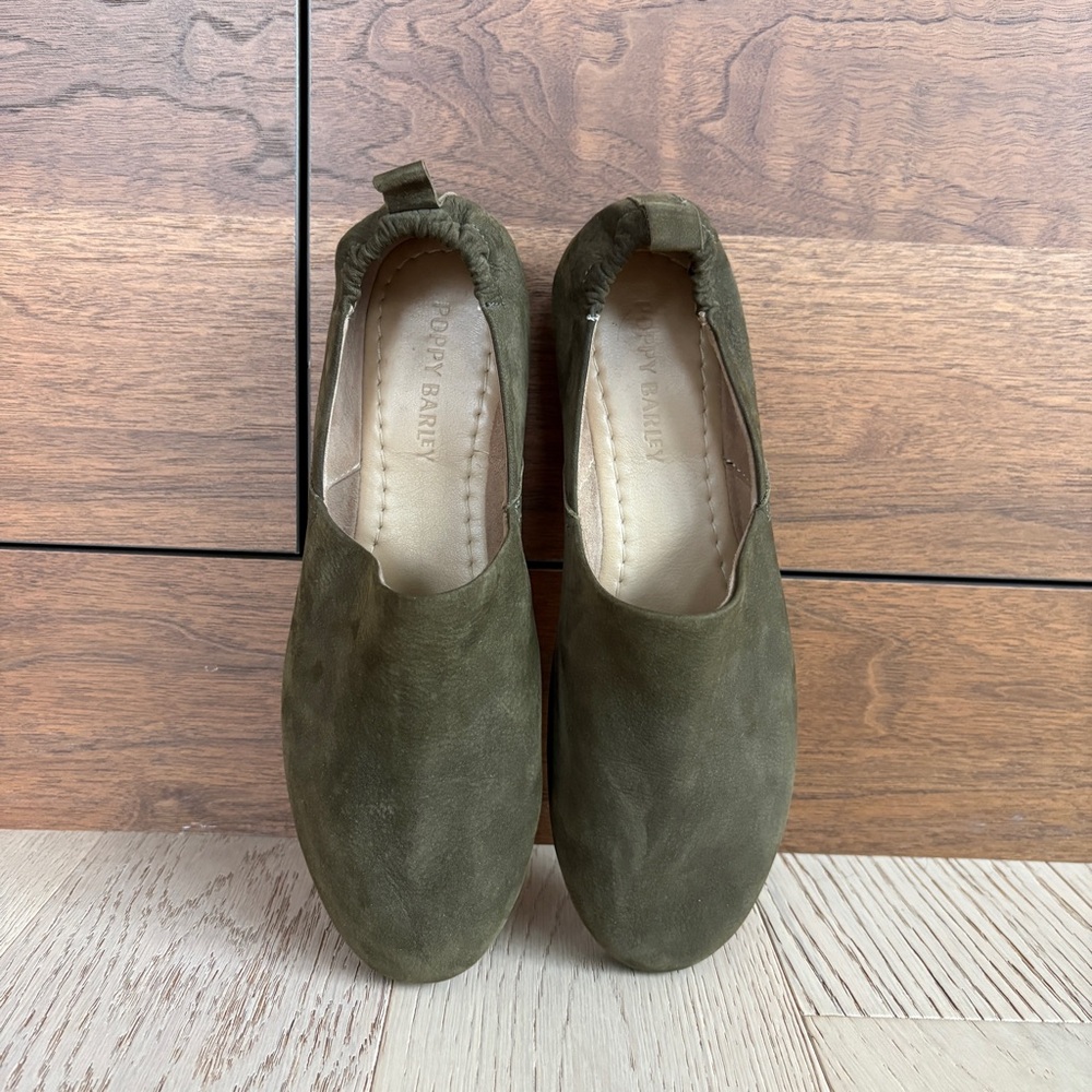 Poppy Barley Olive Green Flats